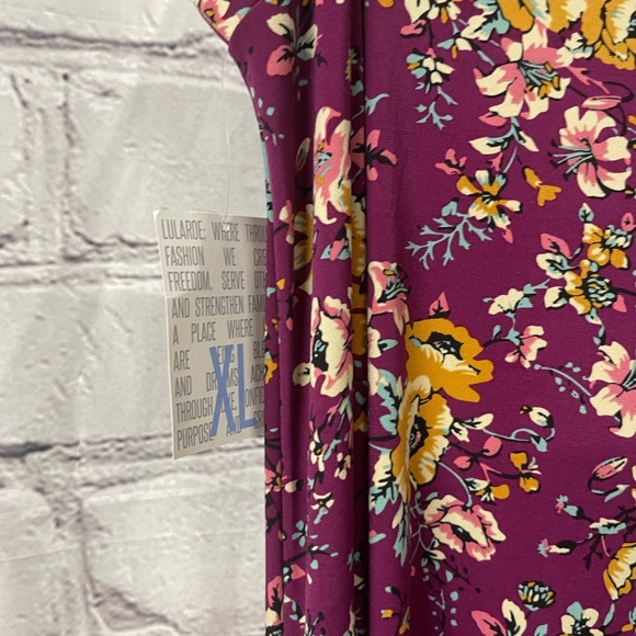 LuLaroe Burgundy (Purple) / Mustard Floral Maxi Skirt  XL - Picture 3 of 5
